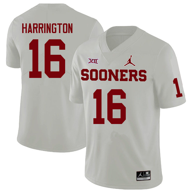 Men #16 Justin Harrington Oklahoma Sooners College Football Jerseys Sale-White - Click Image to Close